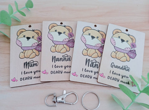 Plywood Keyring - I Love you BEARY Much