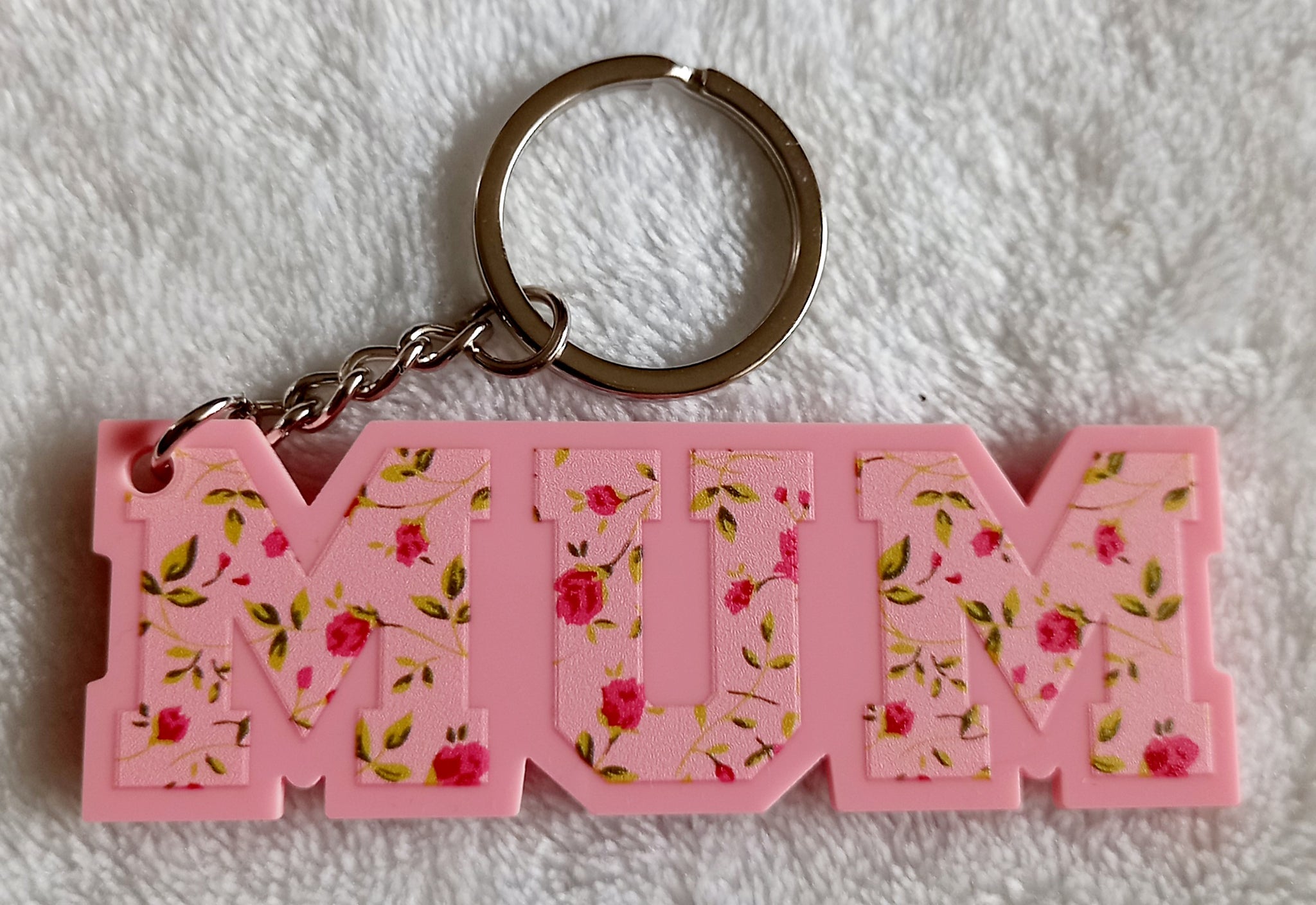 Mum printed keyrings. 7.5cm long.Backs are blank.