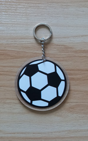 7cm printed Soccer keyring (acrylic is clear so print is double sided)