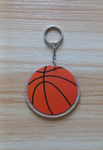 7cm printed Basketball keyring (acrylic is clear so print is double sided)