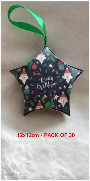 Santa Black Background Star Gift Boxes