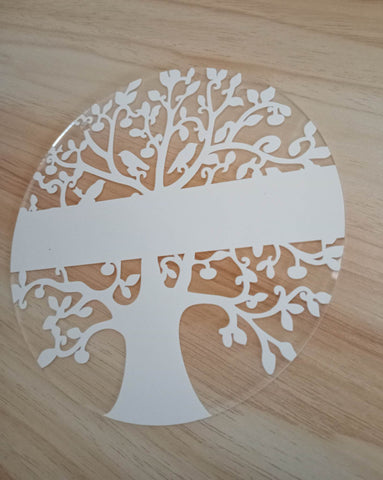 15cm Clear Round with Tree Print