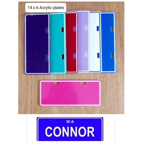 7pc x Acrylic number plates, 14x6cm