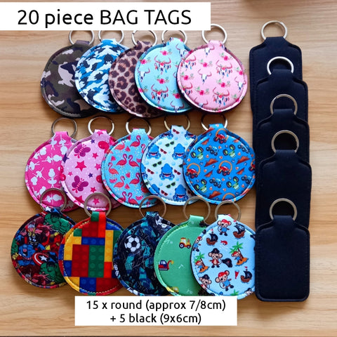 OVERSTOCKED !!! SAVE $8 ! VALUE PACK 20 PC Neoprene BAG TAGS